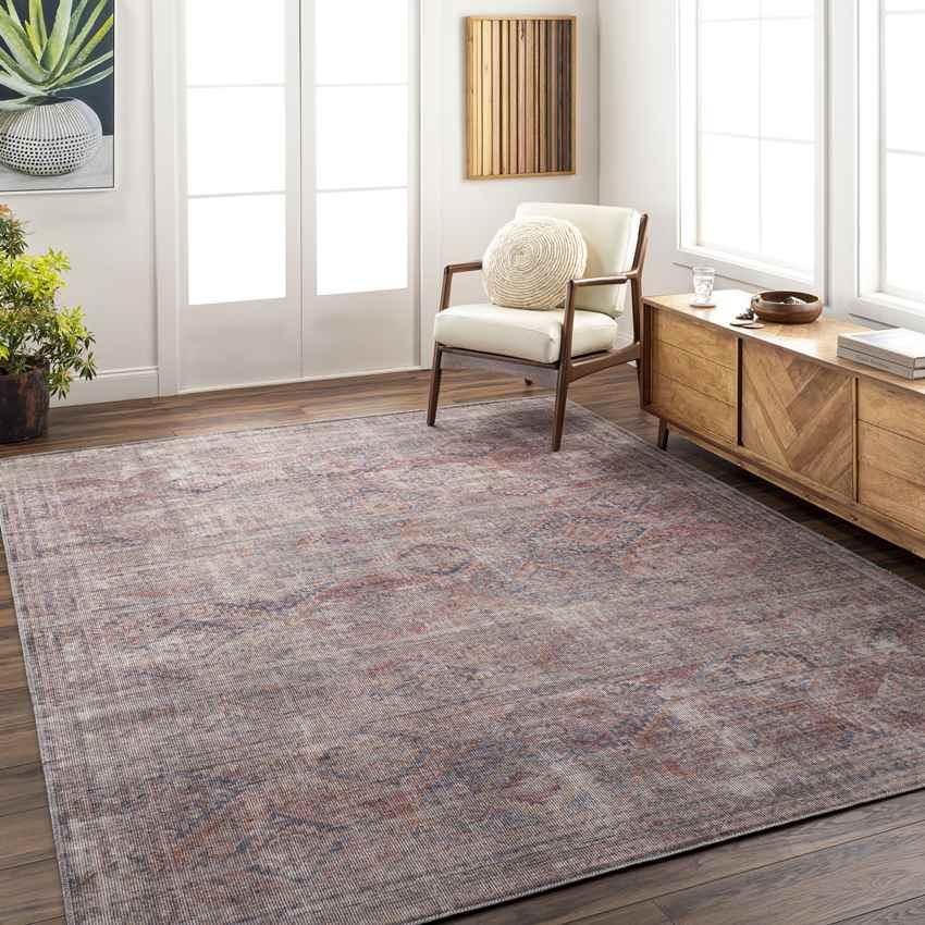 Merrillville Traditional Brick Red Washable Area Rug