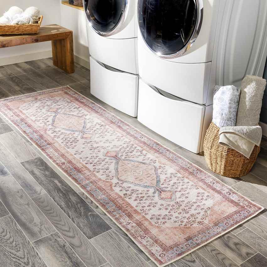 Midwoud Traditional Blush Washable Area Rug