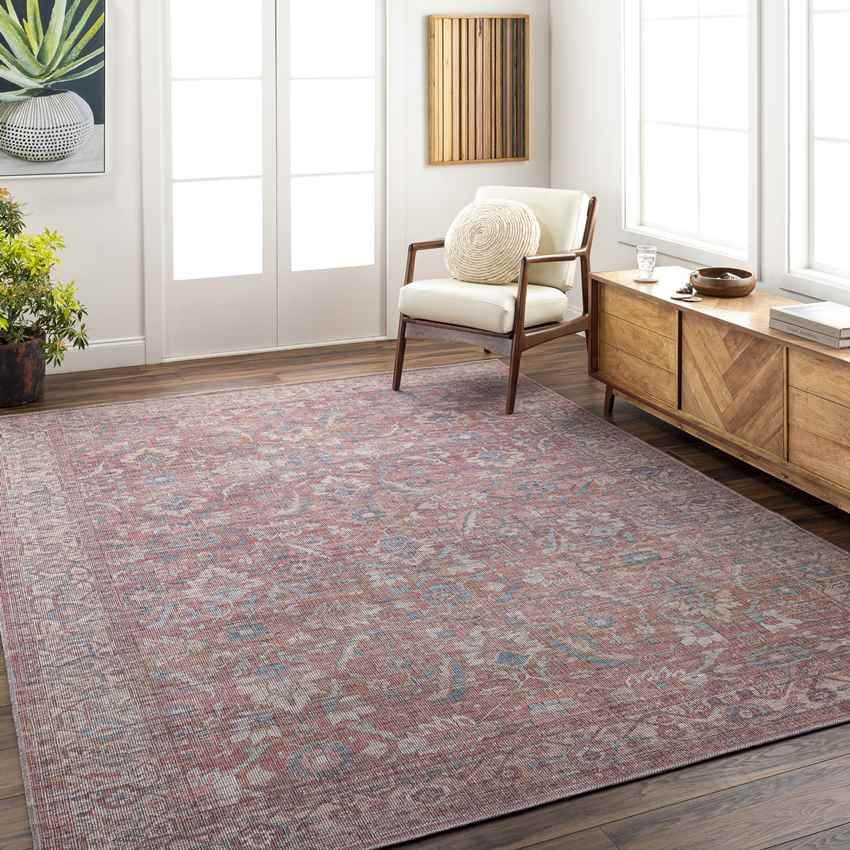 Milltown Traditional Red Washable Area Rug