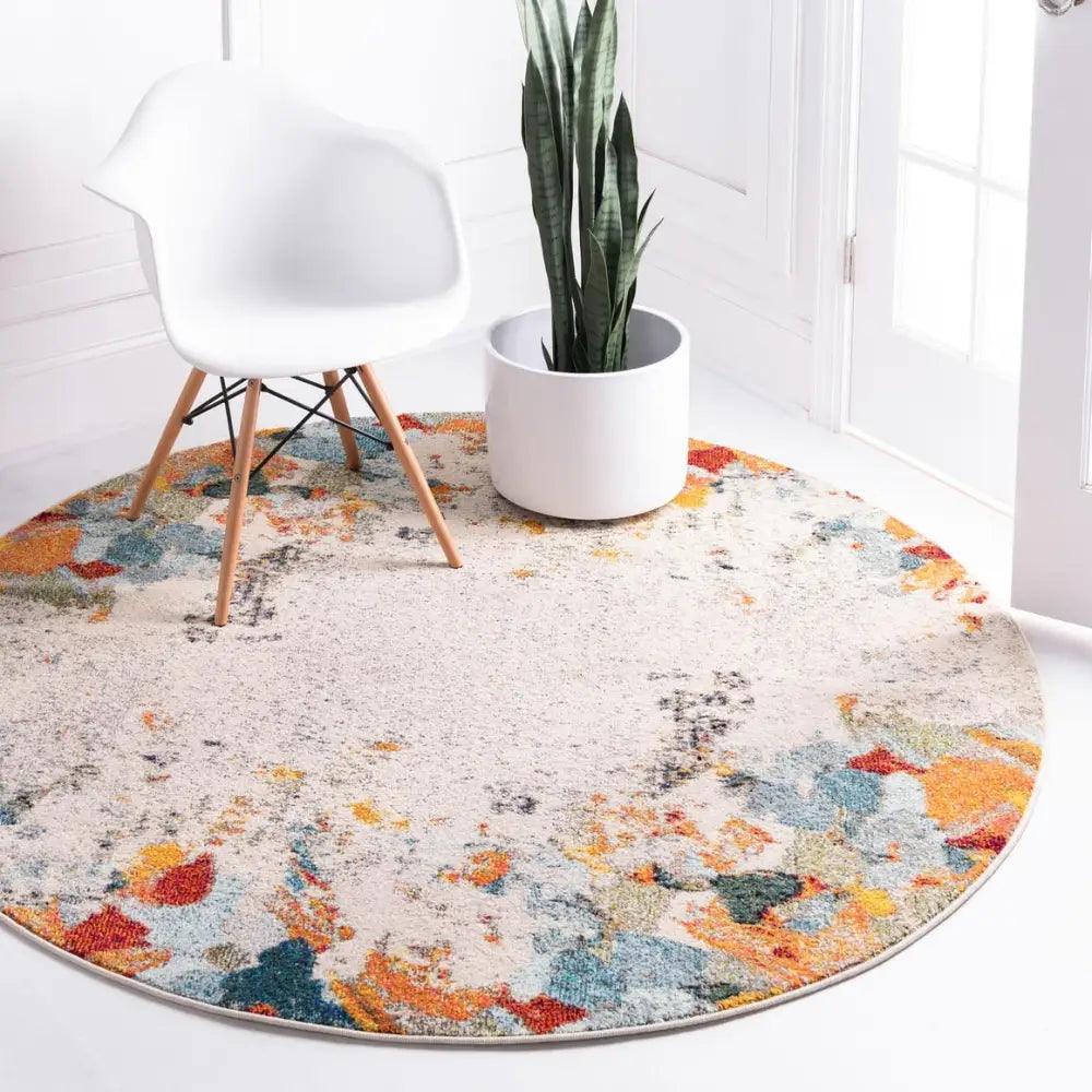 Modern designed coral chromatic rug