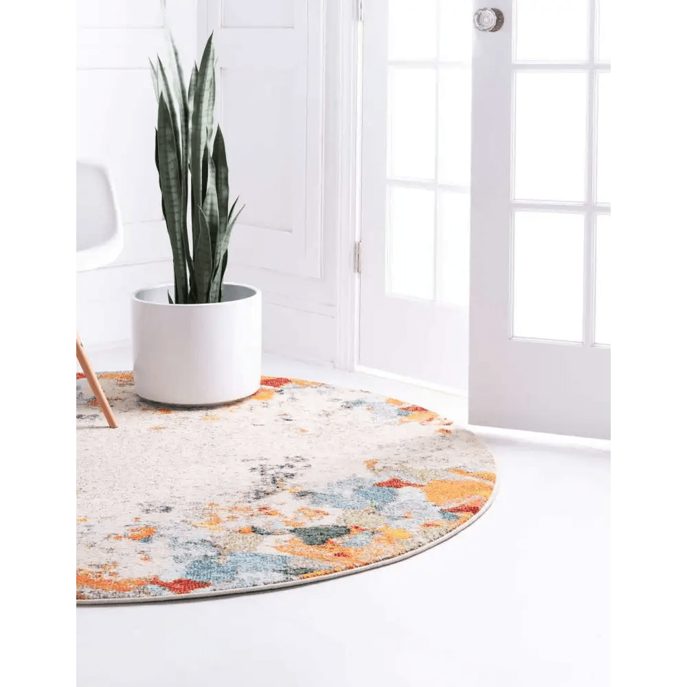 Modern designed coral chromatic rug