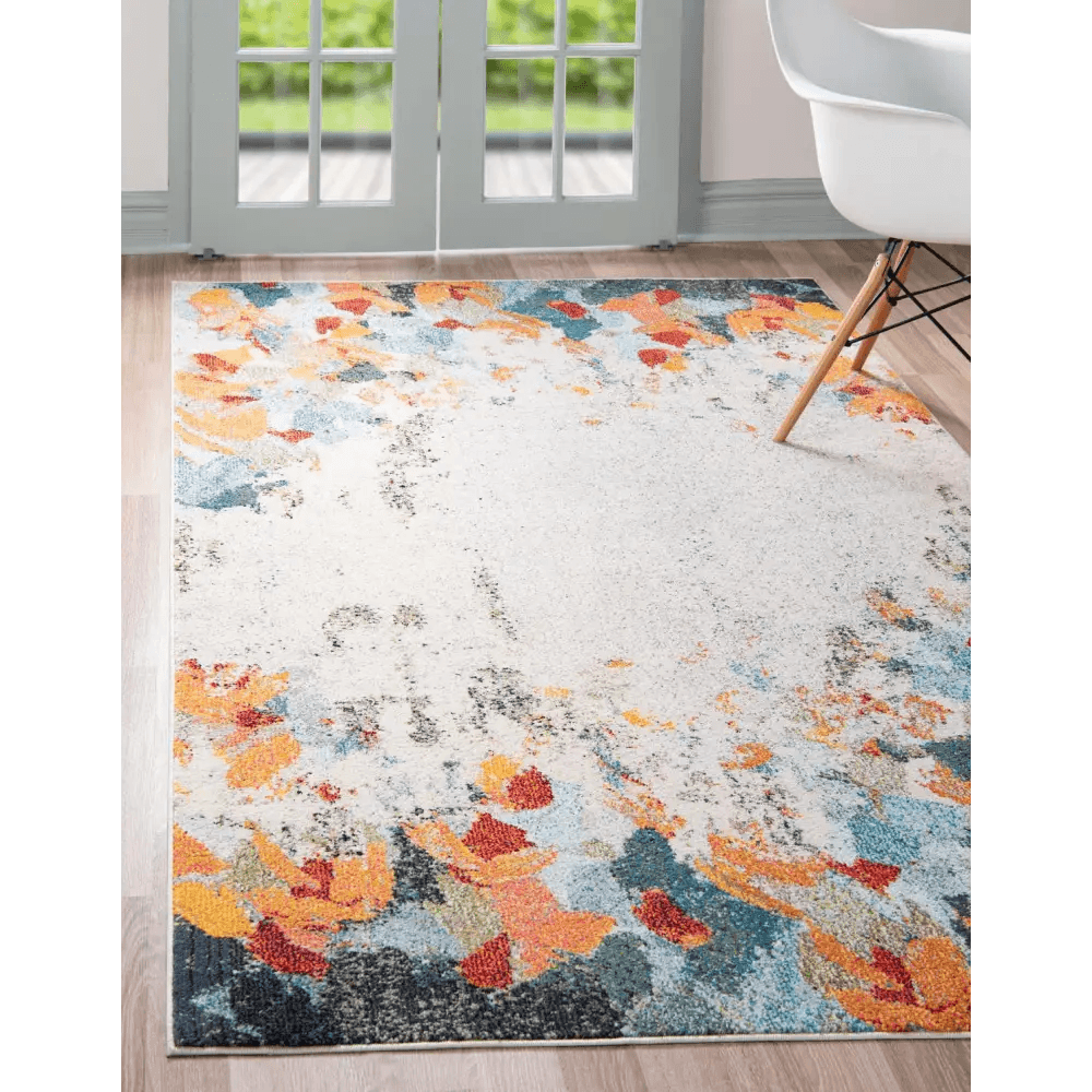 Modern designed coral chromatic rug