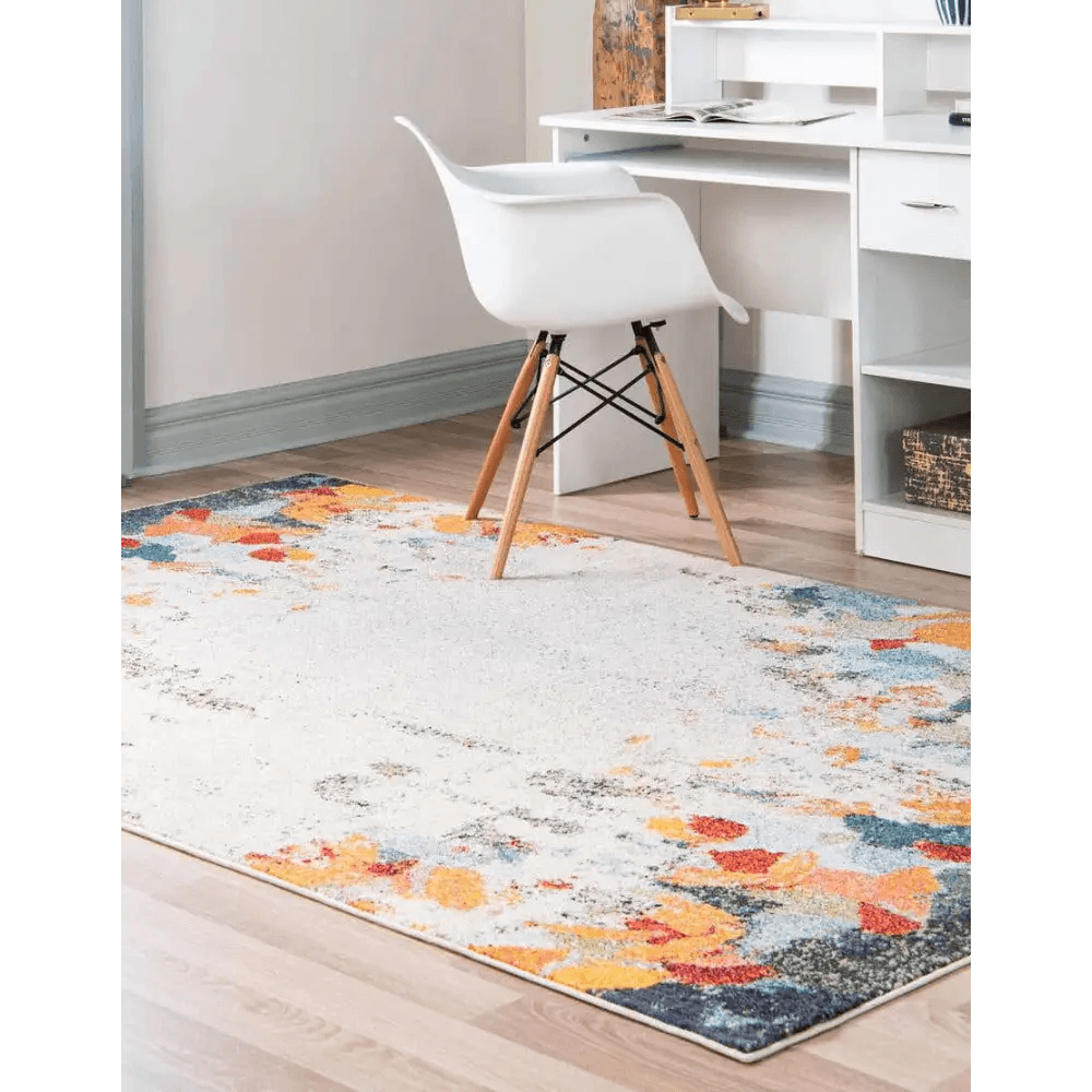 Modern designed coral chromatic rug