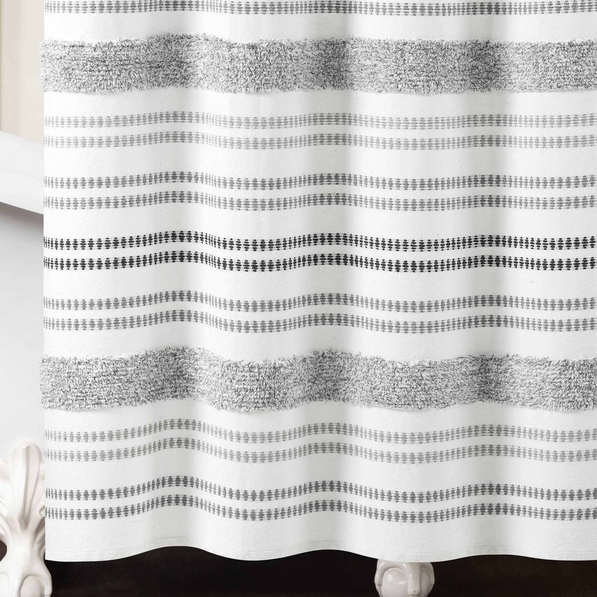 Modern Tufted Stripe Yarn Dyed Recycled Cotton Shower Curtain