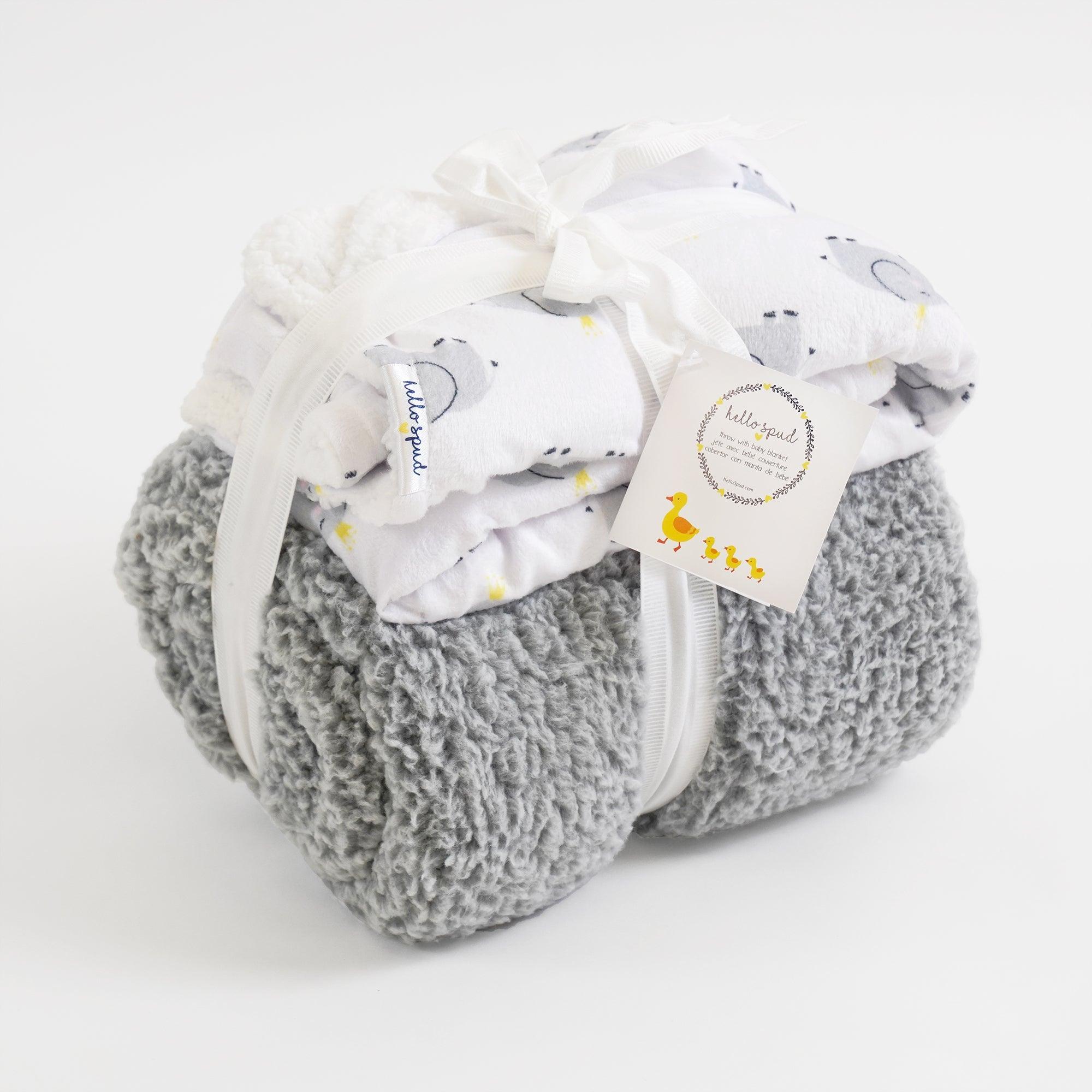 Mommy & Me Elephant Sherpa Blankets Bundle