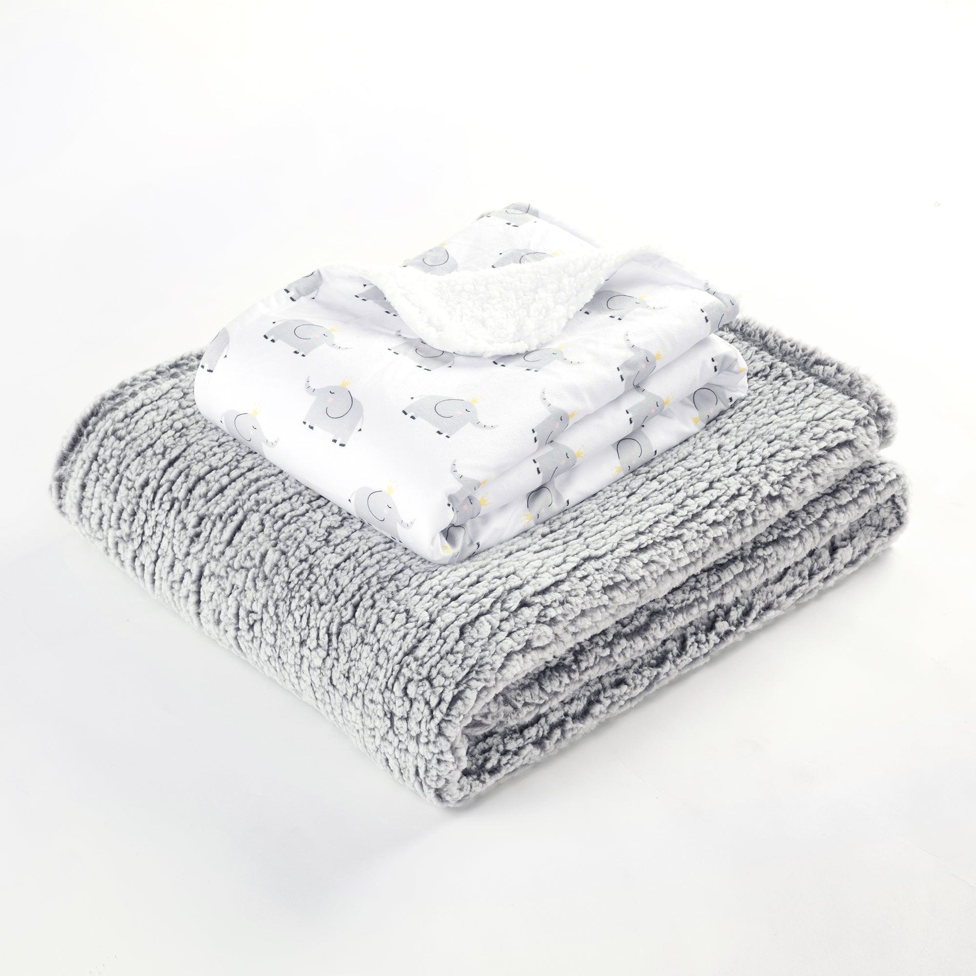 Mommy & Me Elephant Sherpa Blankets Bundle