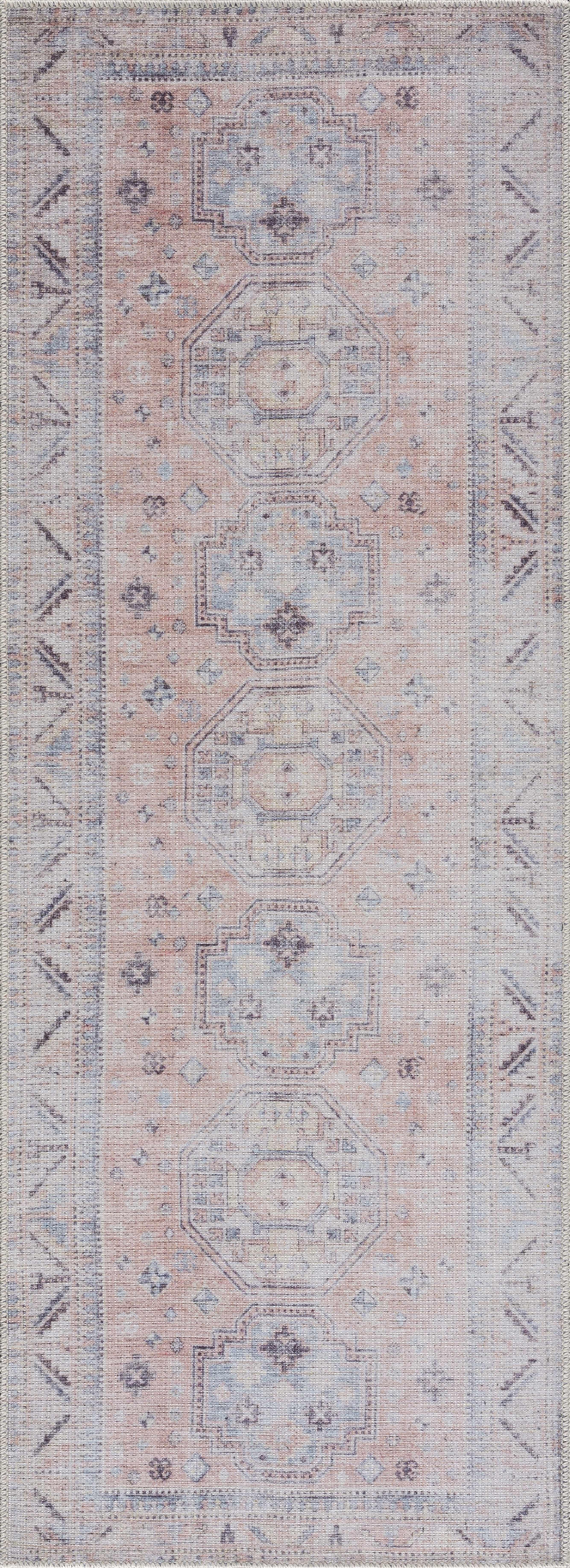 Morcott Peach Washable Area Rug