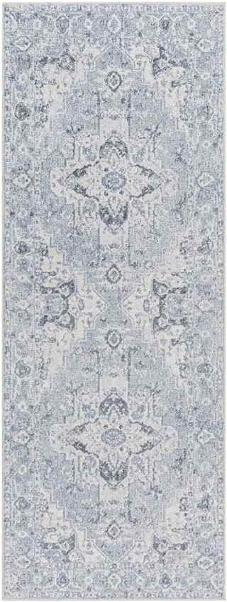 Moya Traditional Denim Blue Washable Area Rug