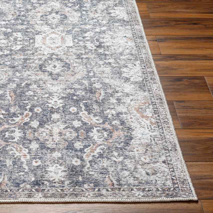 Naheed Traditional Slate Gray Washable Area Rug