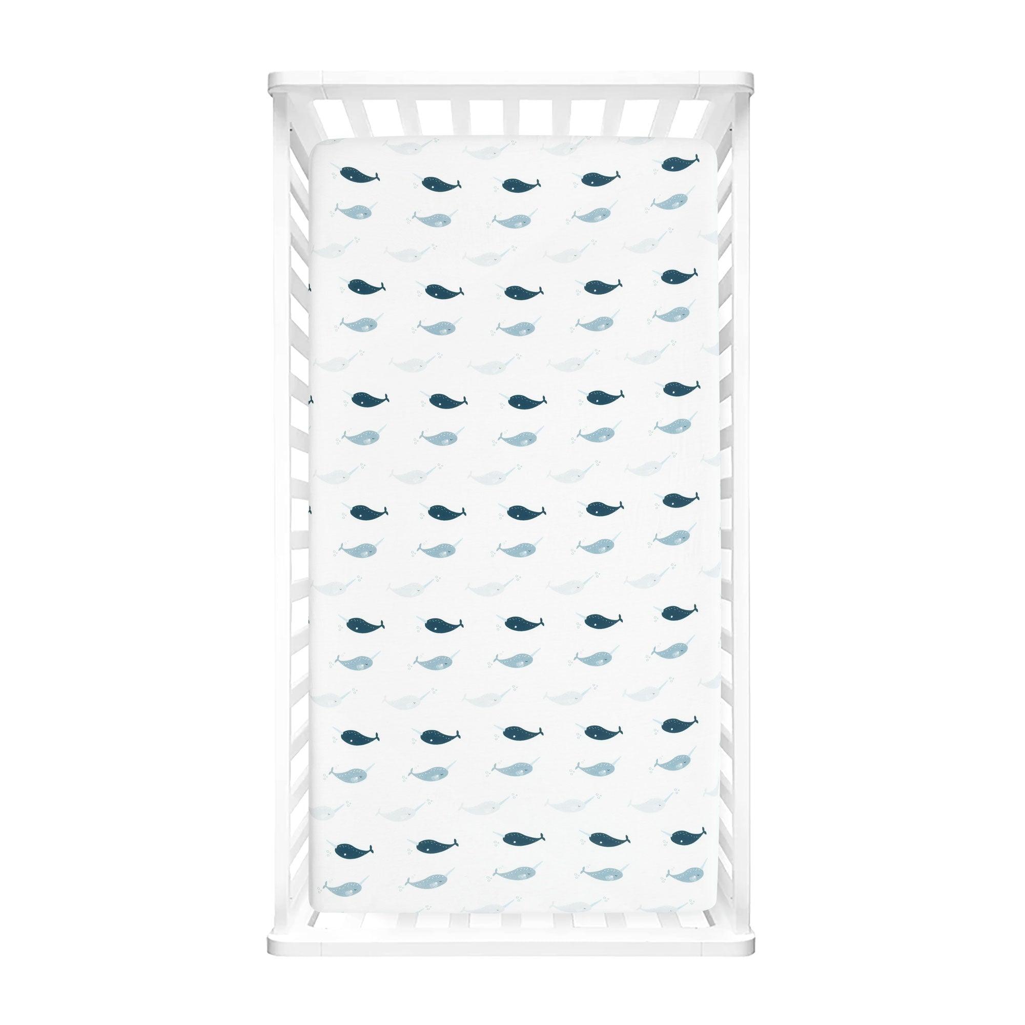 Narwhal Organic Cotton Fitted Crib Sheet