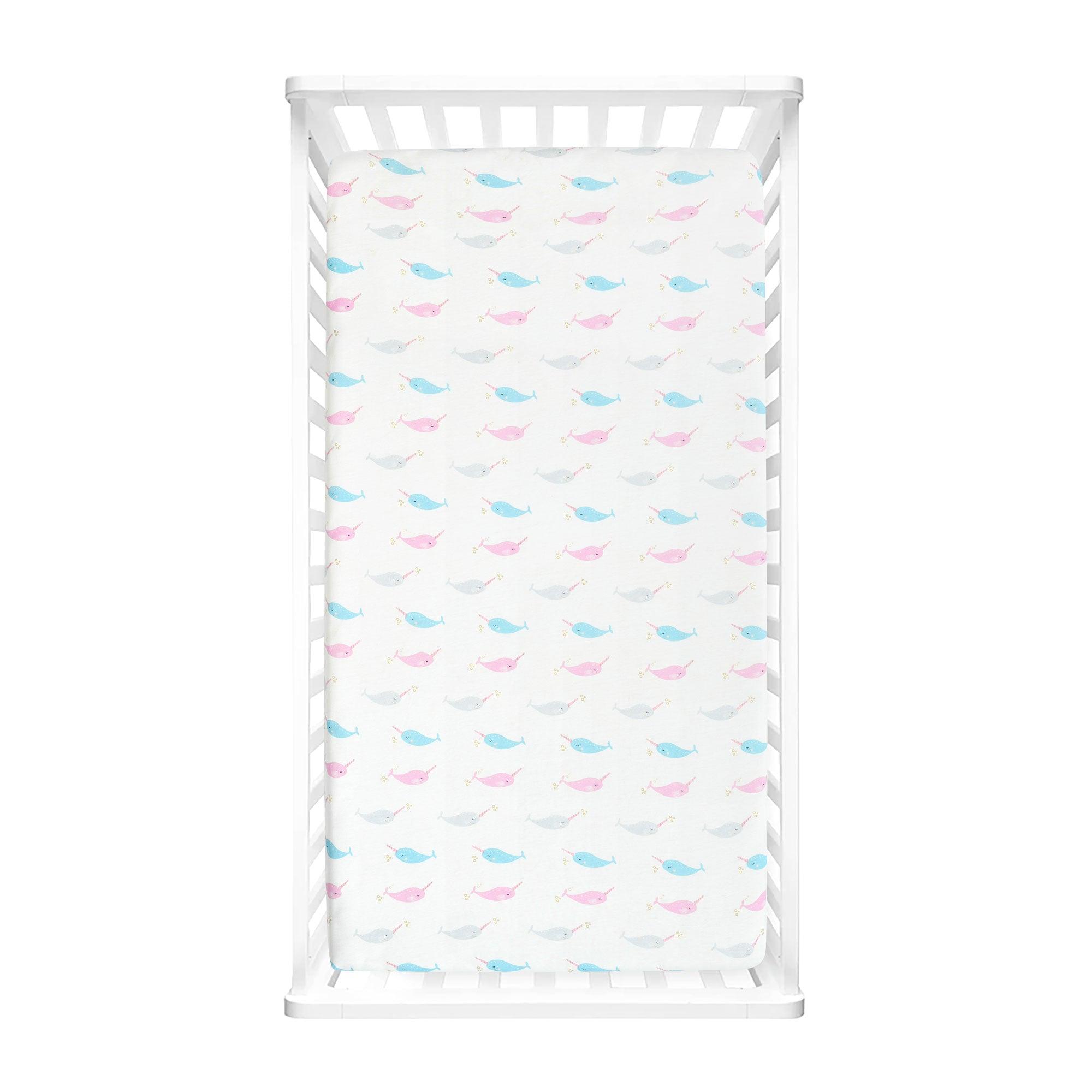 Narwhal Organic Cotton Fitted Crib Sheet