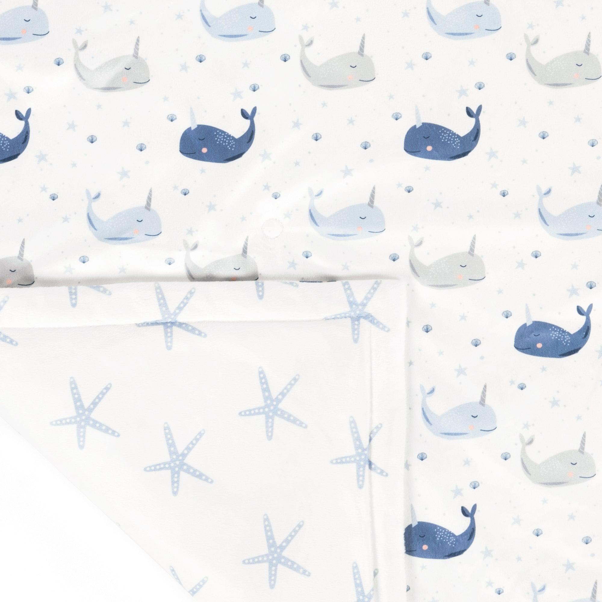 Narwhal Starfish Reversible Soft & Plush Oversized Baby Blanket