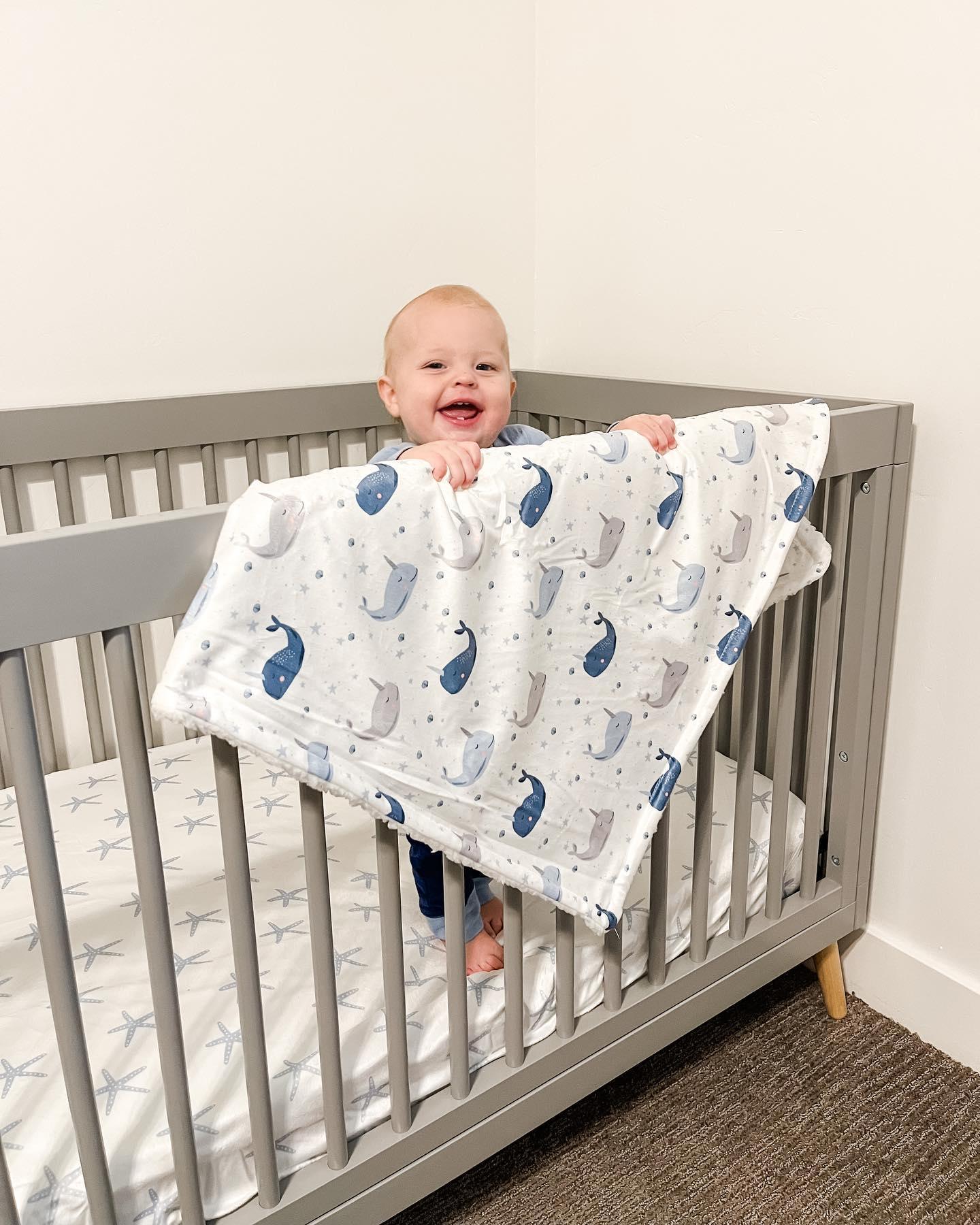 Narwhal Starfish Soft Sherpa Baby Blanket