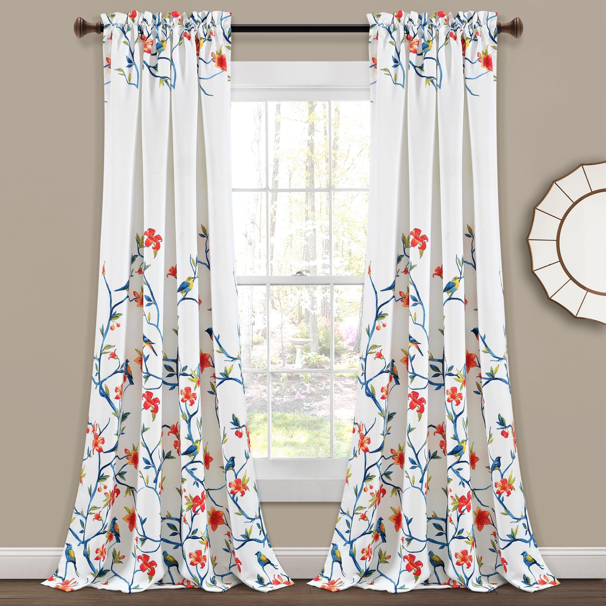 Neela Birds Light Filtering Window Curtain Panel Set