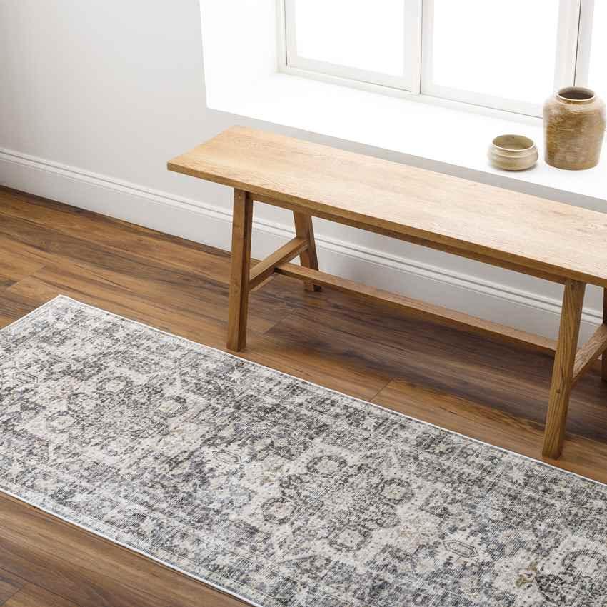 New Cambria Traditional Charcoal Washable Area Rug