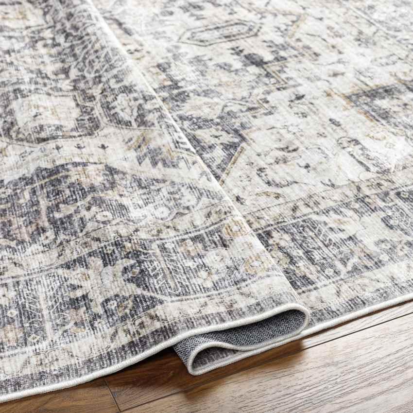 New Cambria Traditional Charcoal Washable Area Rug