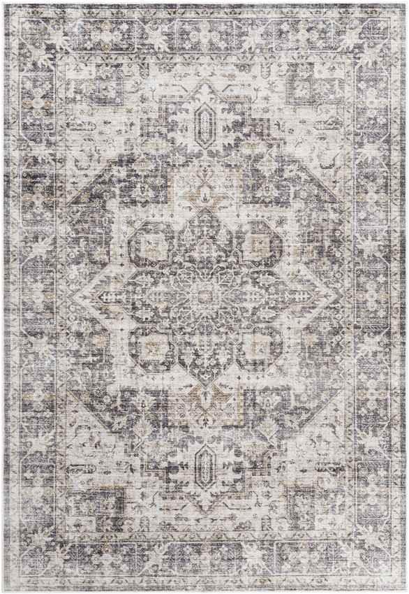 New Cambria Traditional Charcoal Washable Area Rug