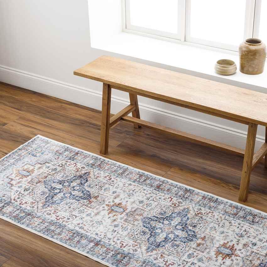 New Cambria Traditional Light Denim Washable Area Rug