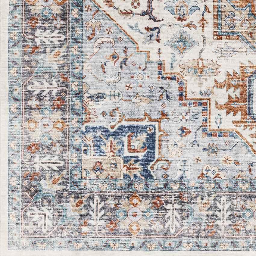 New Cambria Traditional Light Denim Washable Area Rug