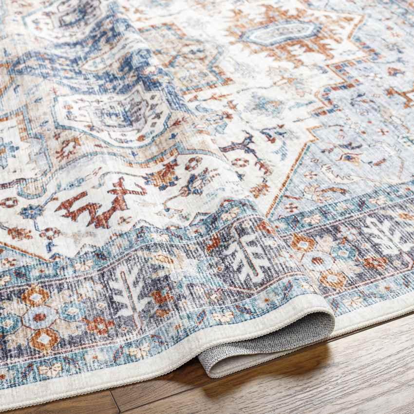 New Cambria Traditional Light Denim Washable Area Rug