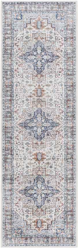 New Cambria Traditional Light Denim Washable Area Rug