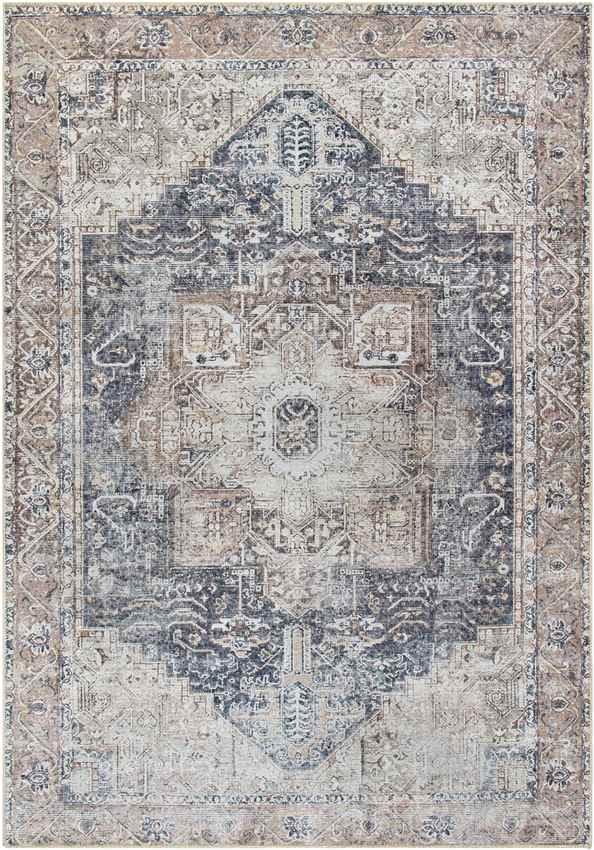 Nora Traditional Dark Brown Washable Mandala Area Rug