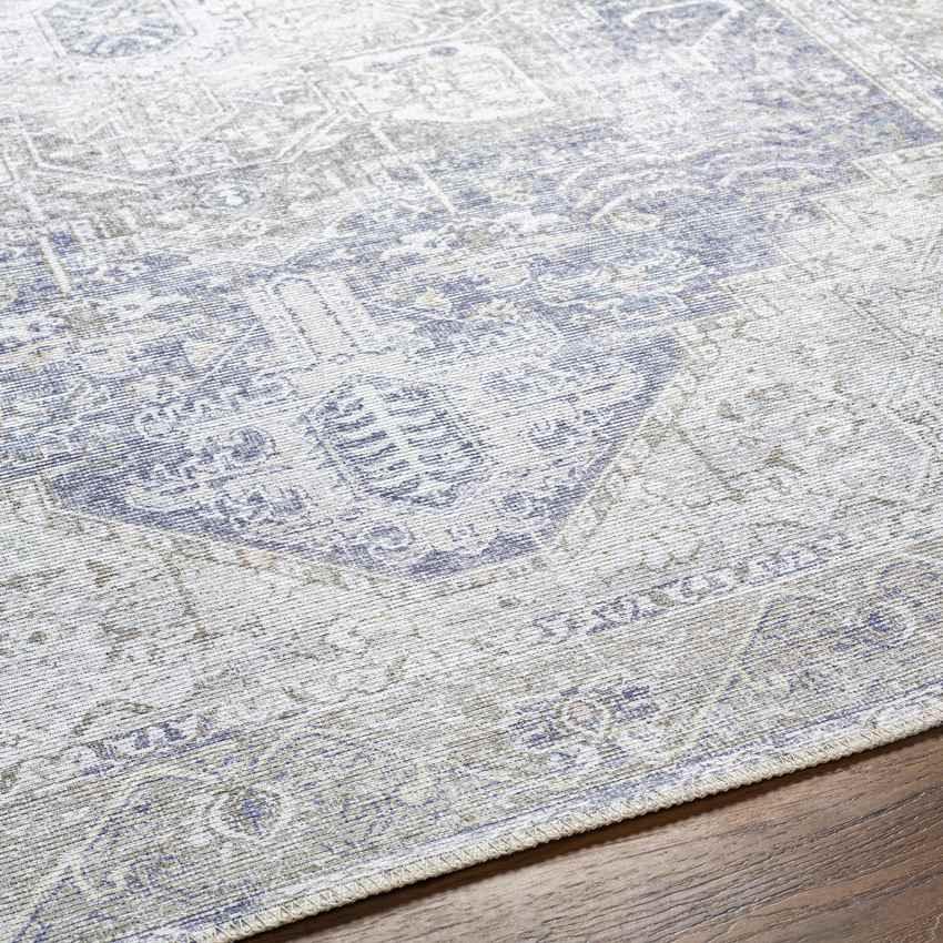 Nora Traditional Light Gray Washable Mandala Area Rug