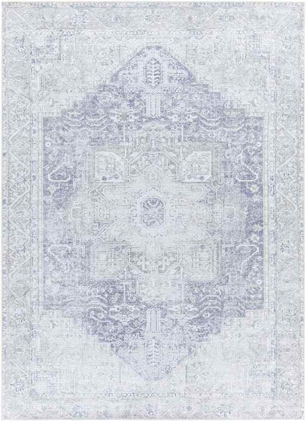 Nora Traditional Light Gray Washable Mandala Area Rug