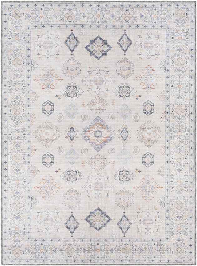 North Utica Traditional Beige Washable Area Rug