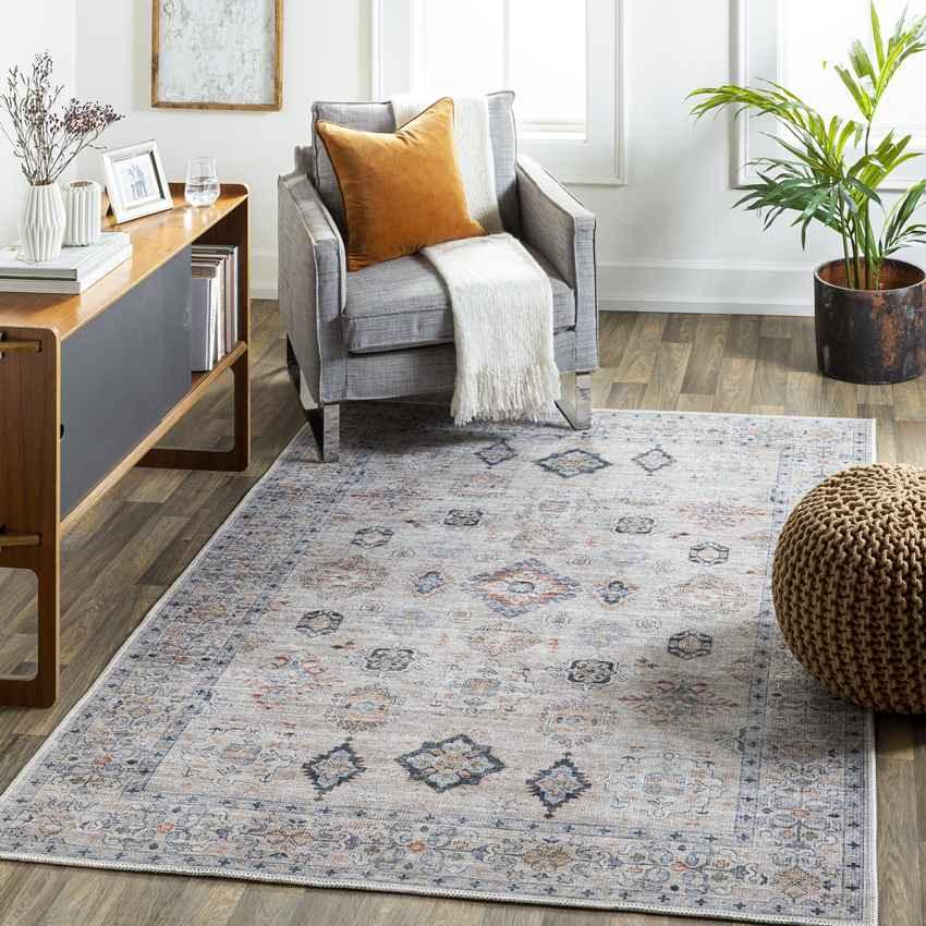 North Utica Traditional Beige Washable Area Rug