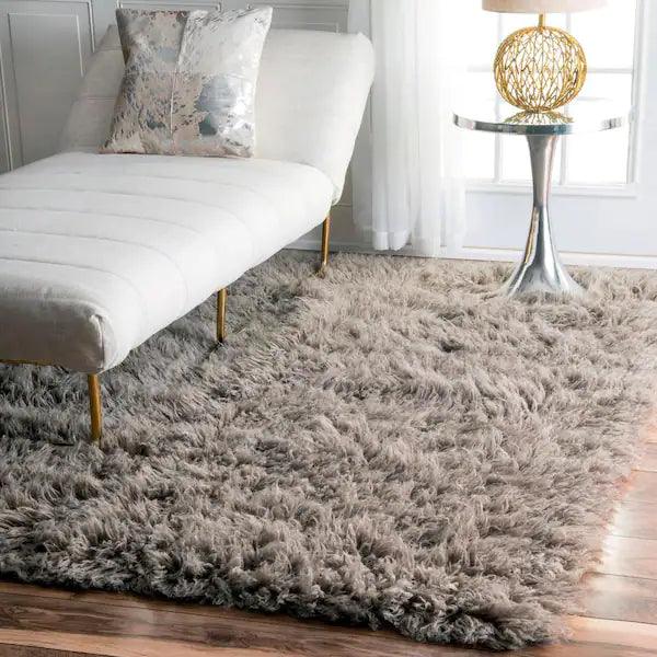 nuLOOM Greek Flokati Shag Natural Gray 8 ft. x 10 ft. Area Rug