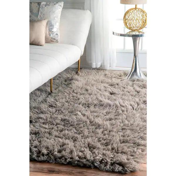 nuLOOM Greek Flokati Shag Natural Gray 8 ft. x 10 ft. Area Rug