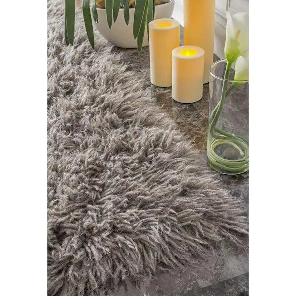 nuLOOM Greek Flokati Shag Natural Gray 8 ft. x 10 ft. Area Rug