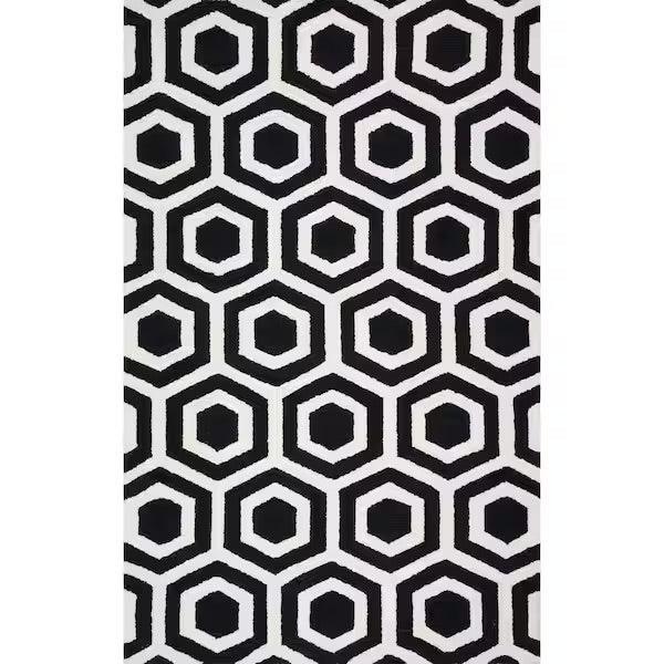 nuLOOM Hand-tufted Mayra Honeycomb Trellis Black 8 ft. x 10 ft. Area Rug