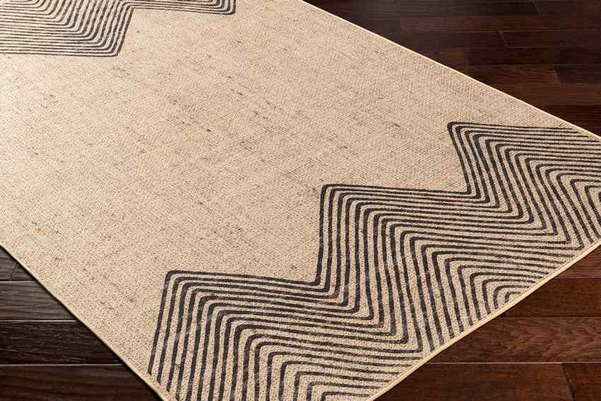 Nyomi Cottage Tan/Black Washable Area Rug