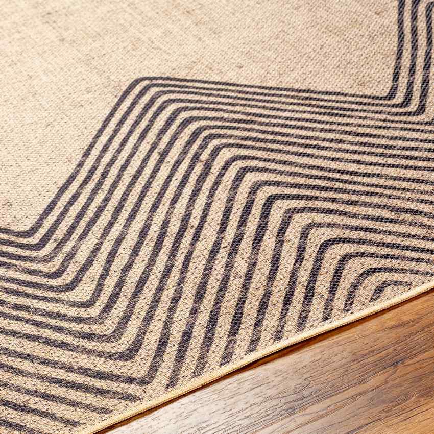 Nyomi Cottage Tan/Black Washable Area Rug