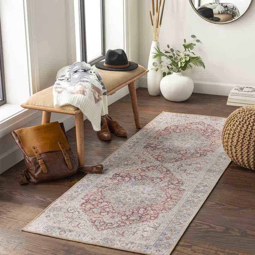 Oak Brook Traditional Burnt Orange Washable Area Rug