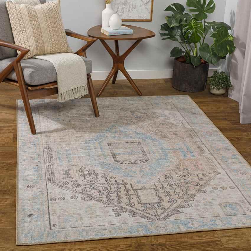 Oak Lawn Traditional Tan Washable Area Rug