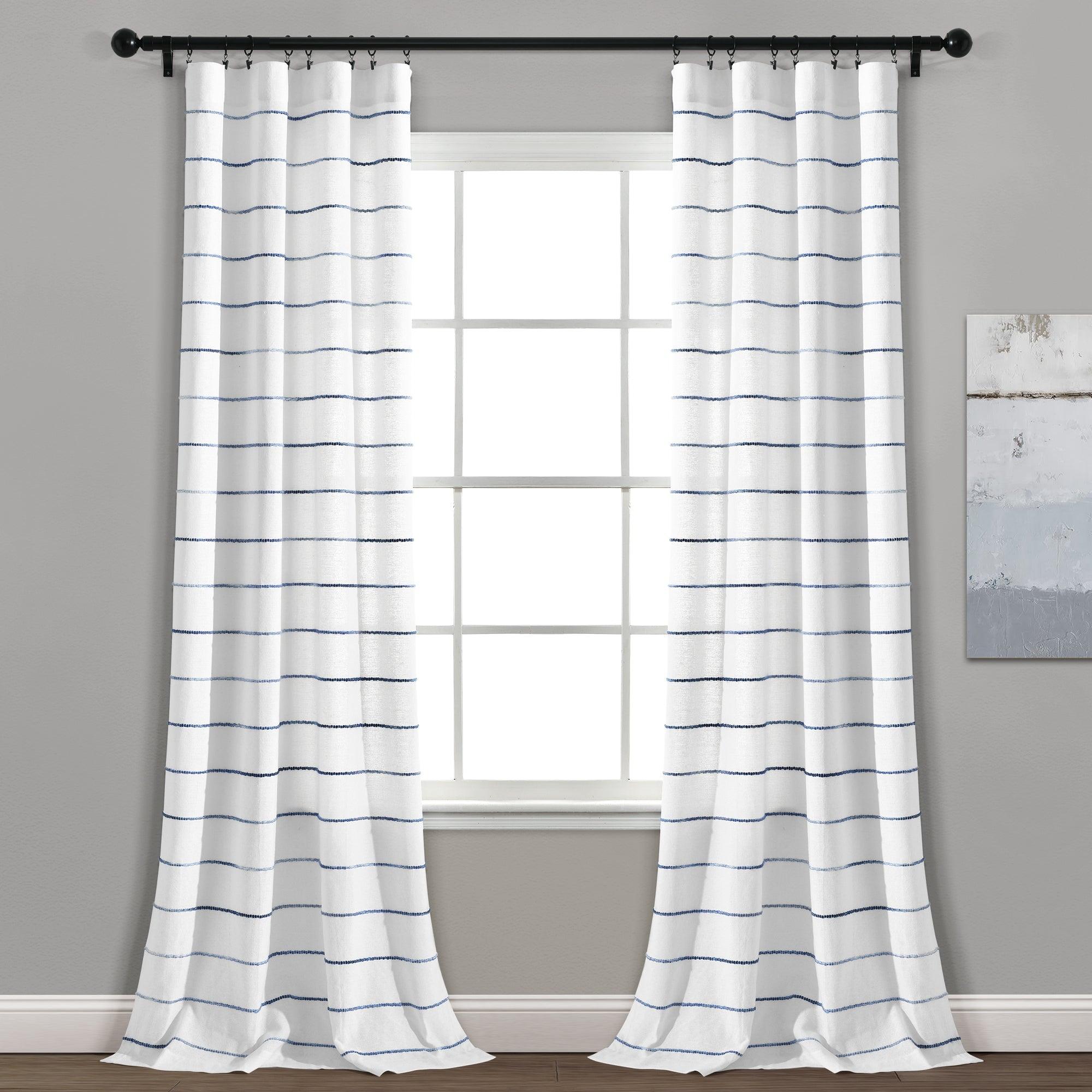 Ombre Stripe Yarn Dyed Cotton Window Curtain Panel Set