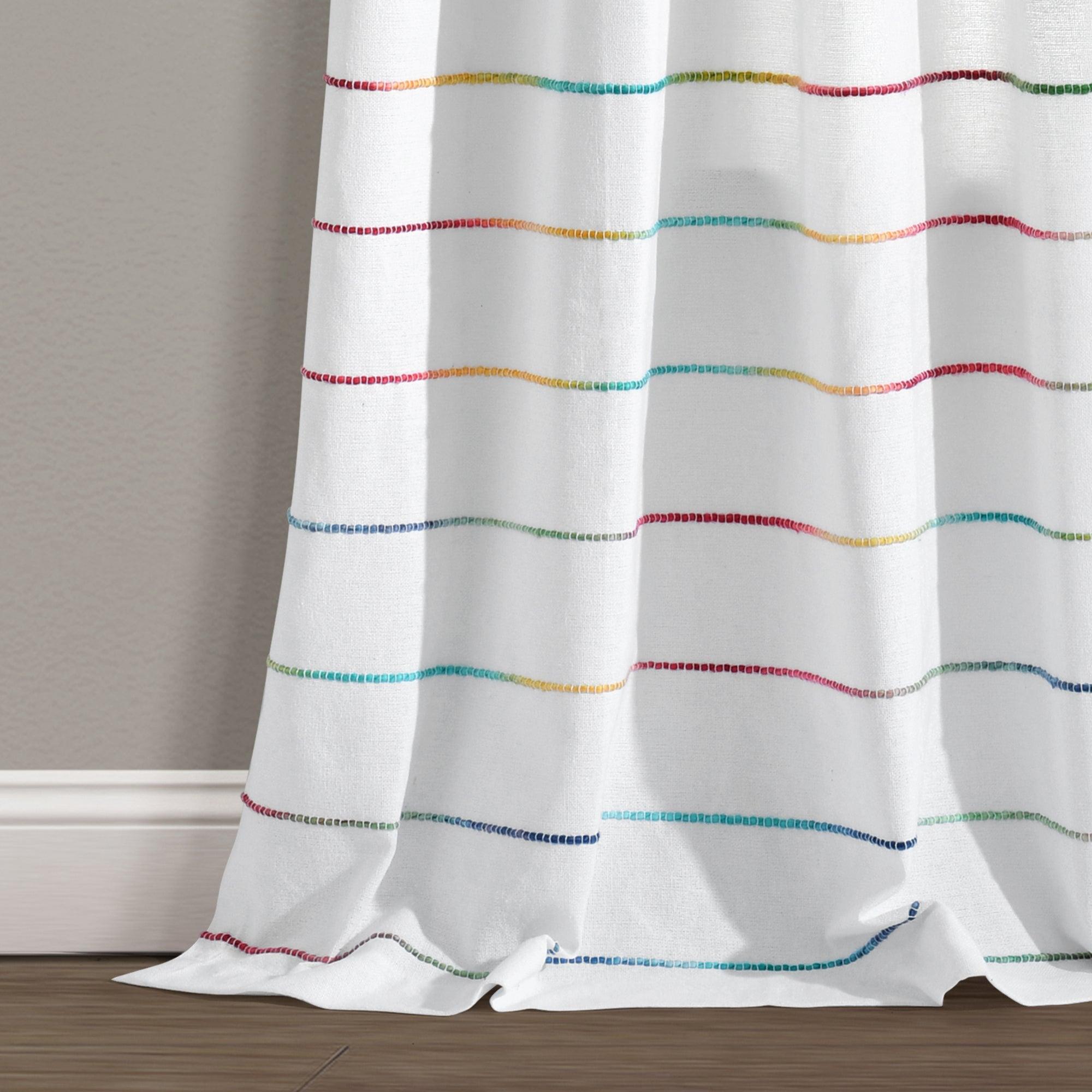 Ombre Stripe Yarn Dyed Cotton Window Curtain Panel Set