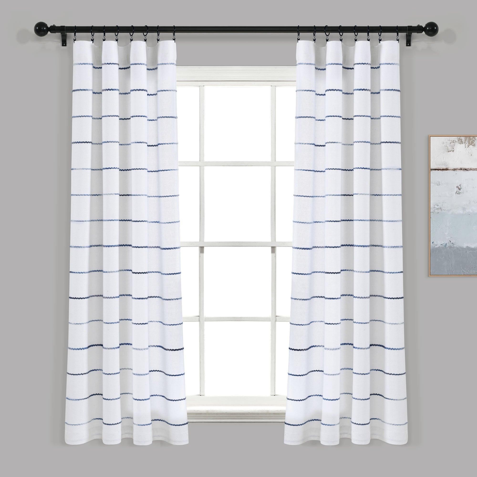 Ombre Stripe Yarn Dyed Cotton Window Curtain Panel Set