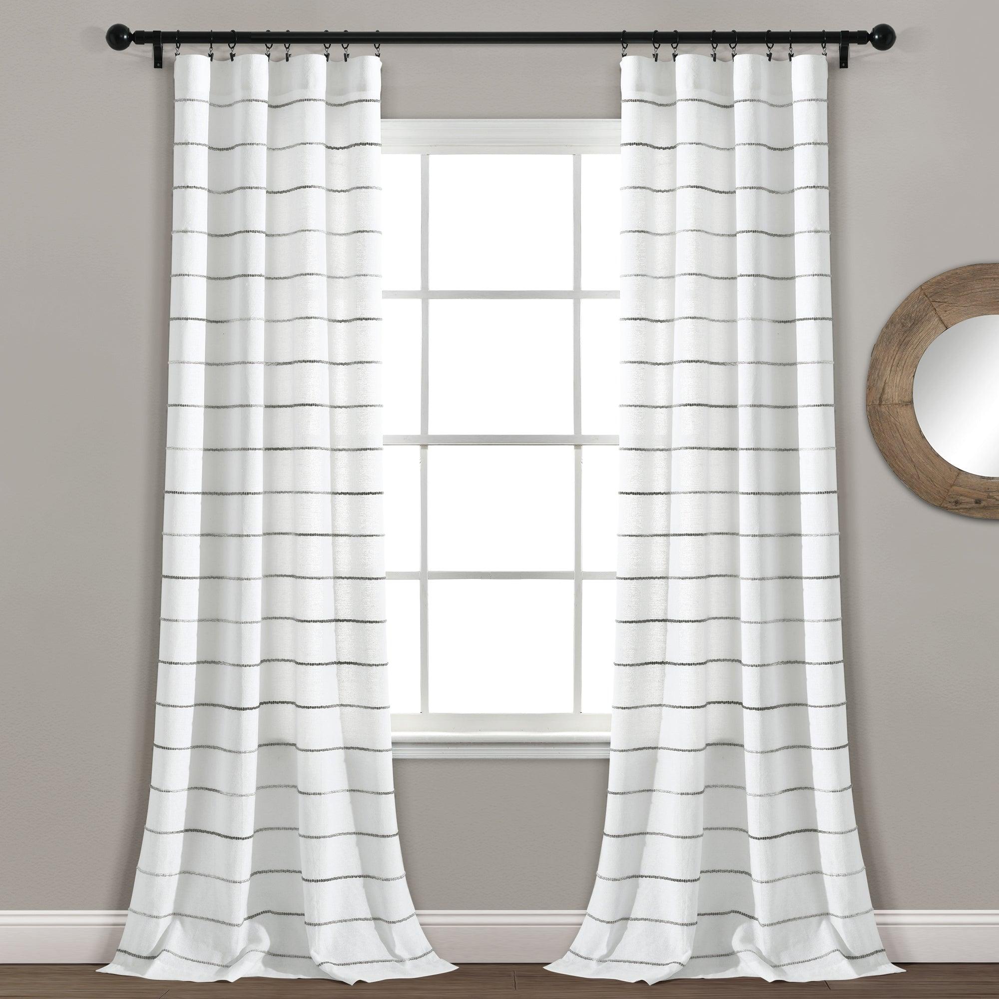 Ombre Stripe Yarn Dyed Cotton Window Curtain Panel Set