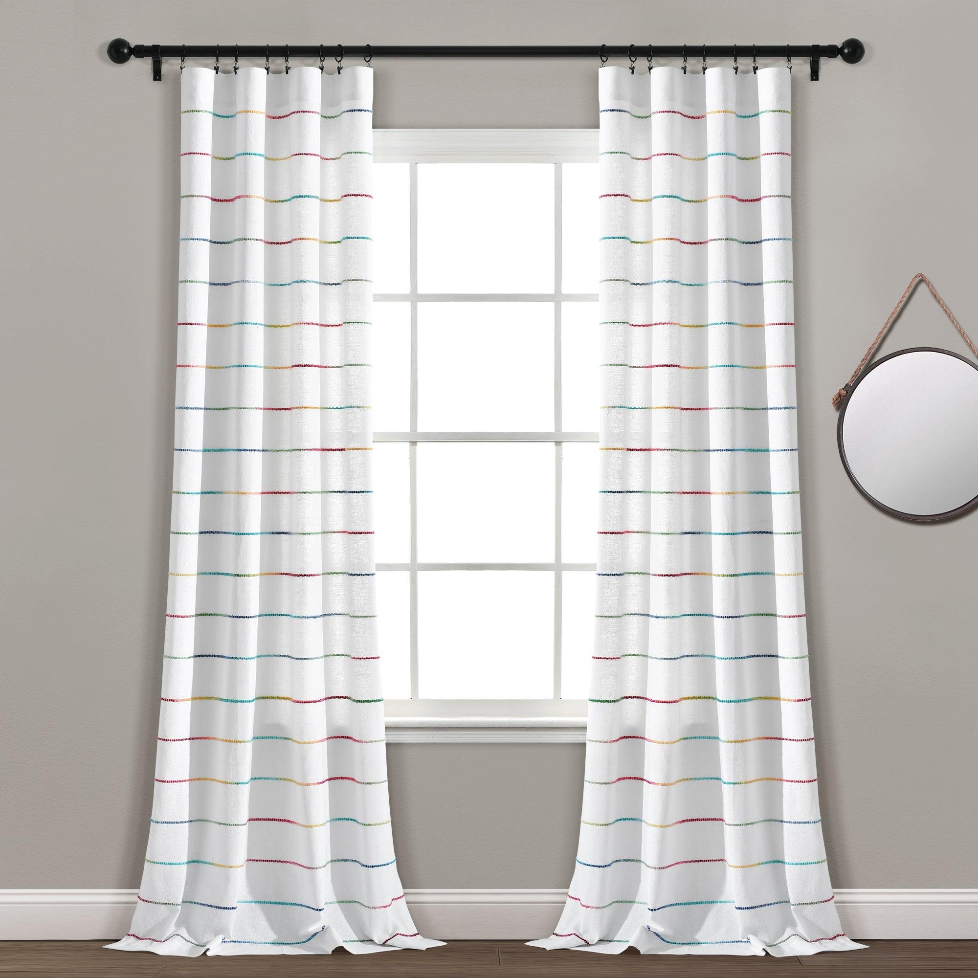 Ombre Stripe Yarn Dyed Cotton Window Curtain Panel Set