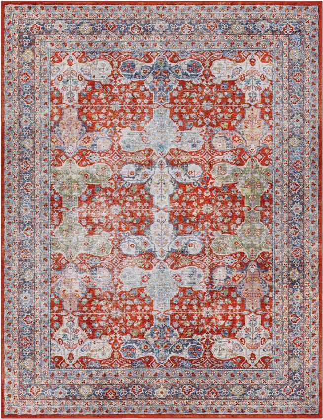 Palos Hills Traditional Bright Red Washable Area Rug