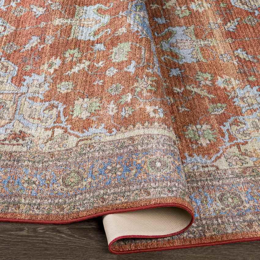 Park Ridge Traditional Burnt Orange Washable Area Rug