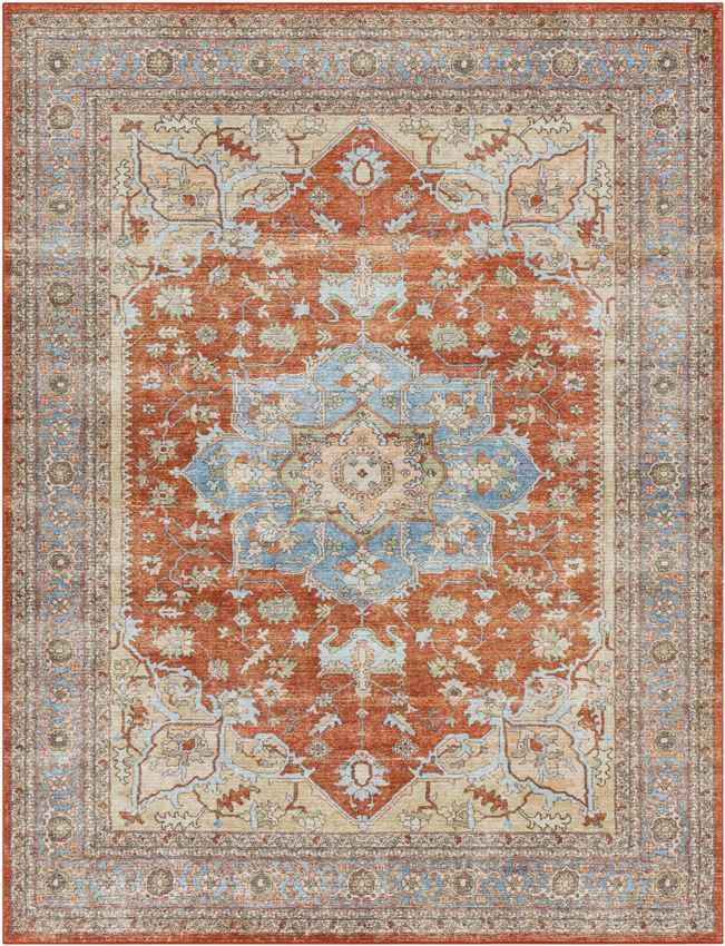 Park Ridge Traditional Burnt Orange Washable Area Rug