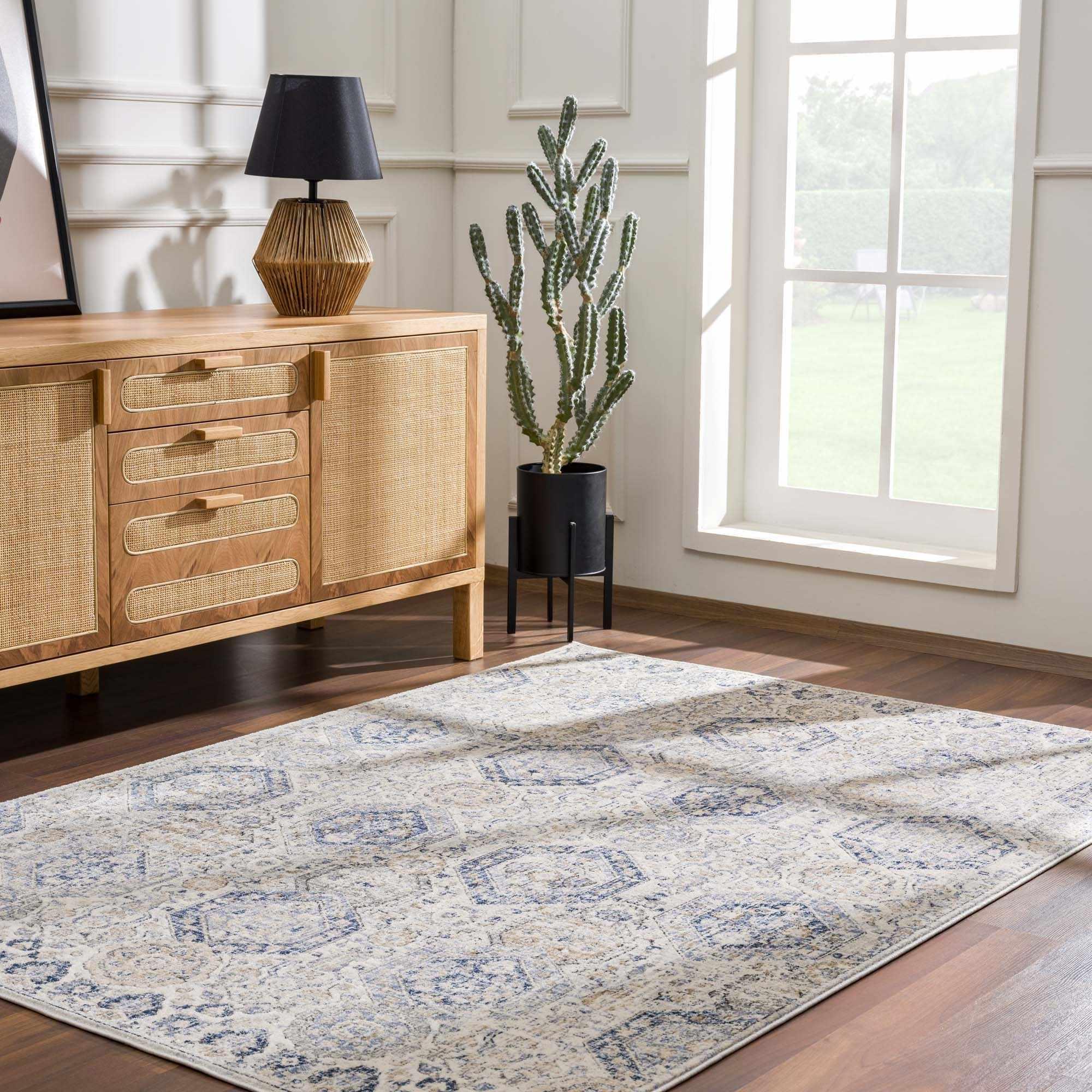 Parkerfield Cream & Blue Area Rug