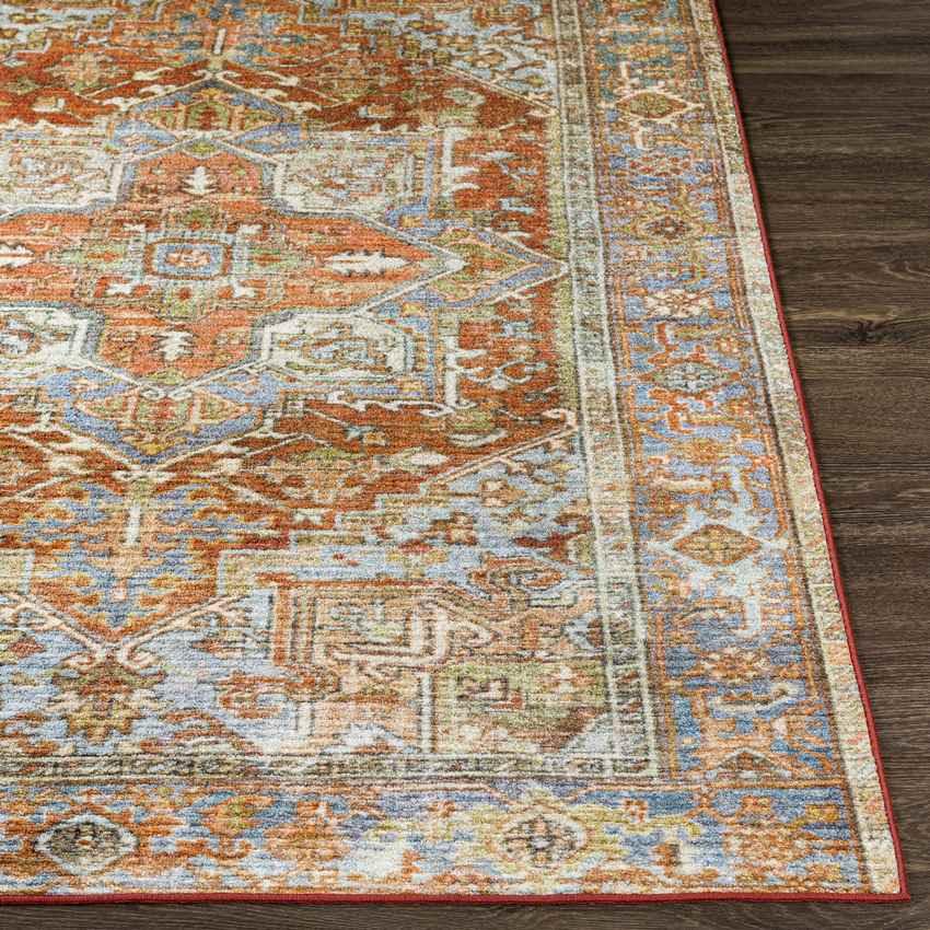 Peoria Heights Traditional Burnt Orange Washable Area Rug