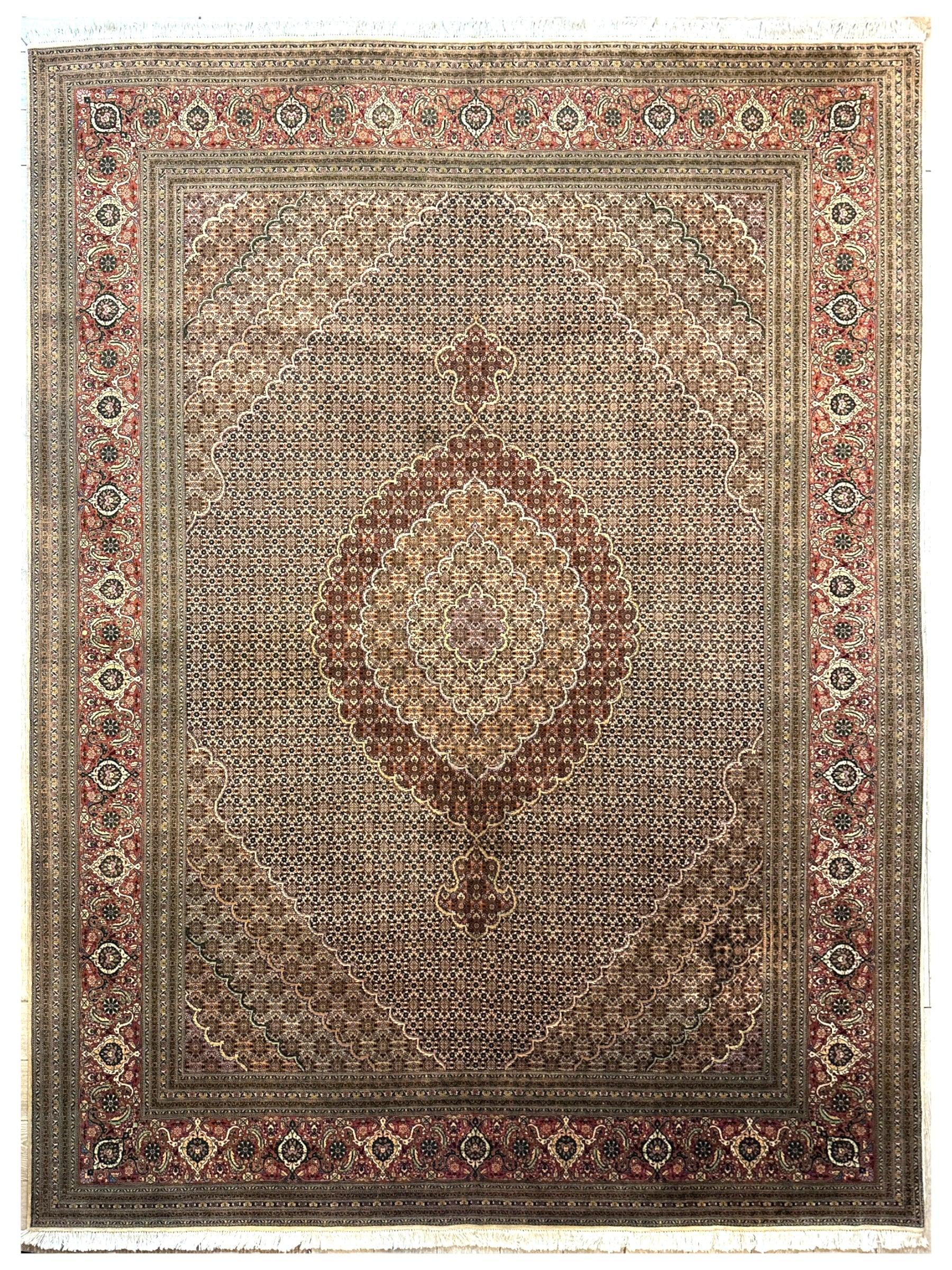 Persian Tabriz 50 Raj Mahi (Fish) Wool & Silk Rug 8’2” x 11’5”