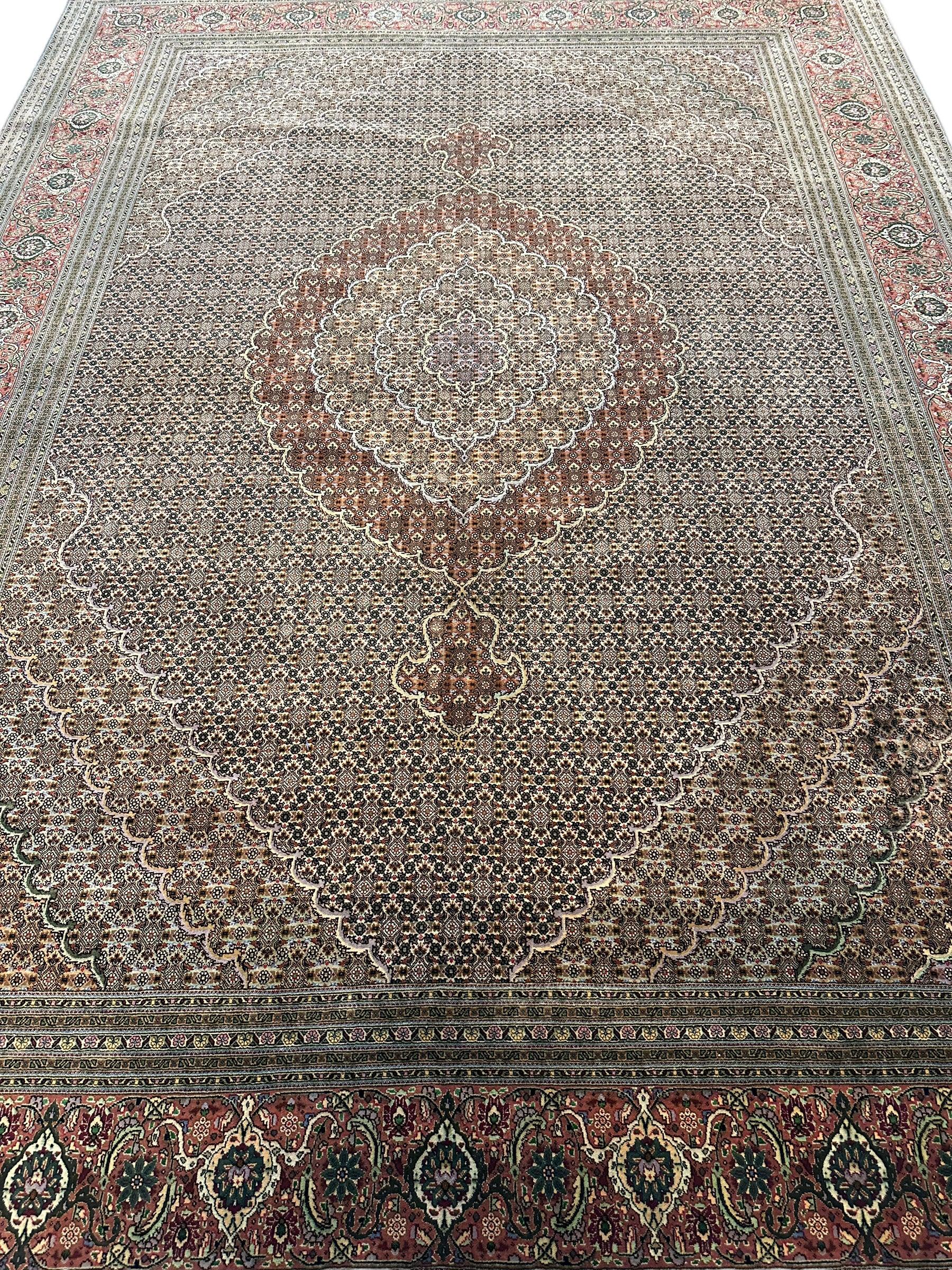 Persian Tabriz 50 Raj Mahi (Fish) Wool & Silk Rug 8’2” x 11’5”